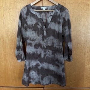 Women's Coldwater Creek Beach Cover Up Tunic Brown White Size 10-12